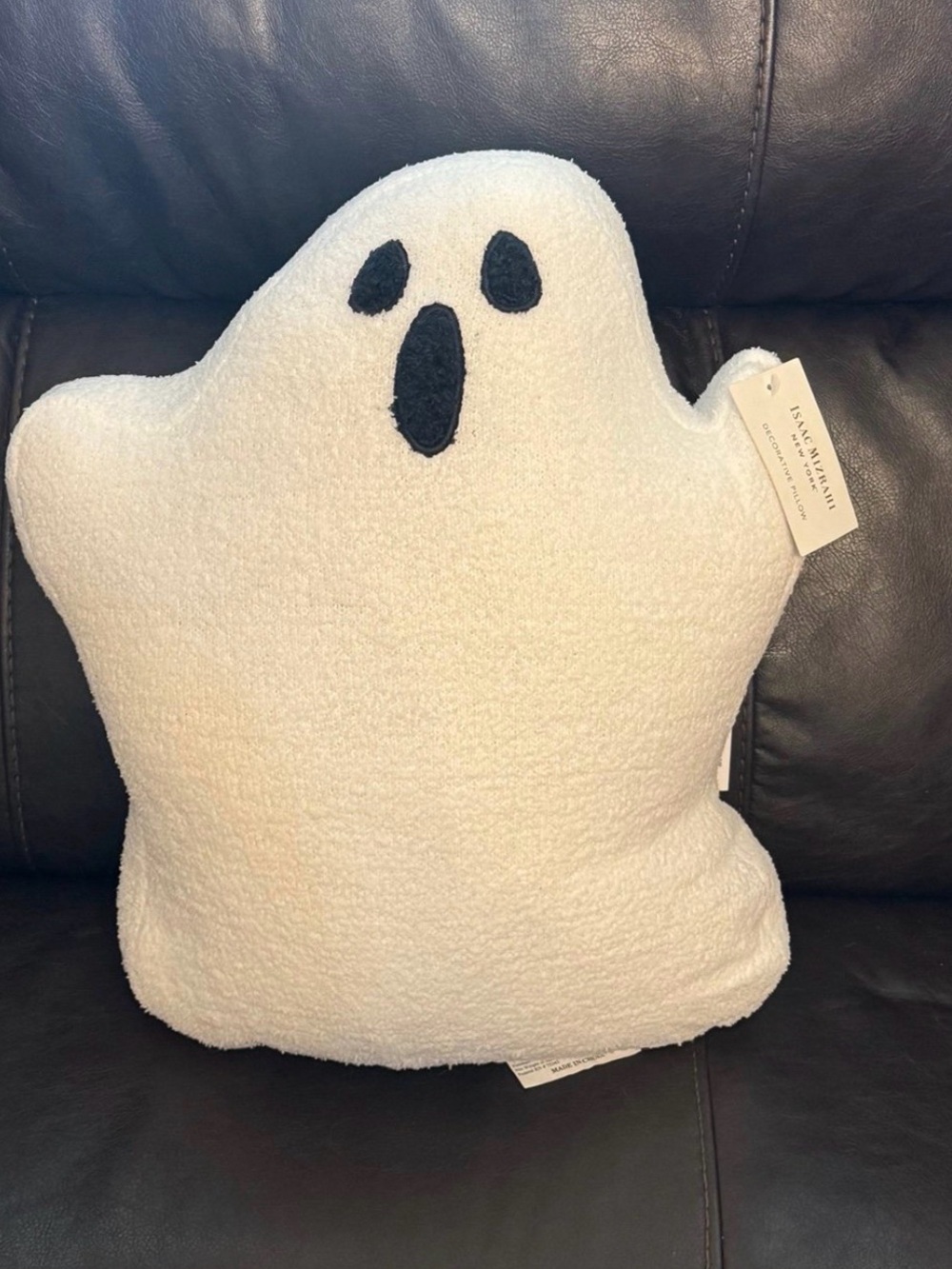 Isabel Marant Cream Plush Ghost Pillow with Black Face